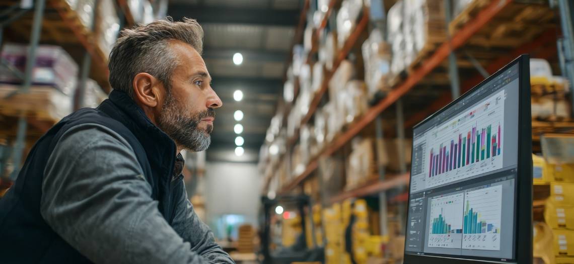 man analyzing supply chain info