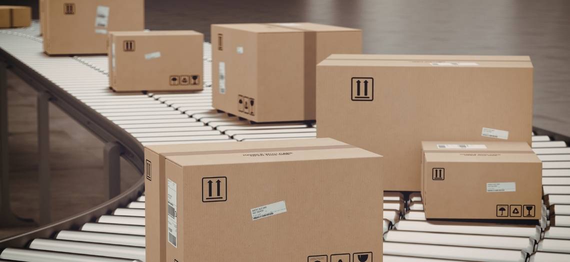 boxes on conveyor belt