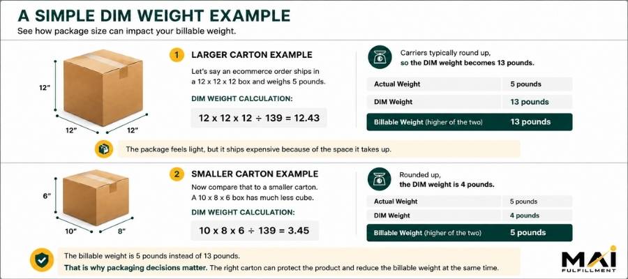MAI Fulfillment DIM weight example