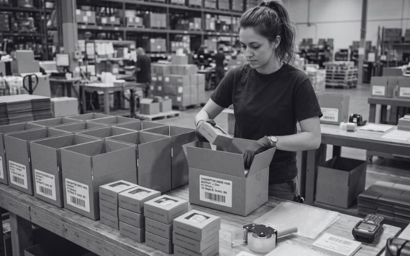 subscription orders being boxed